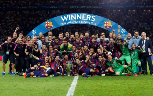 Team picture celebrating UEFA victory